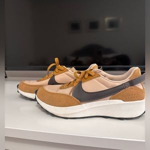 Brand new, worn once Nike suede mustard sneakers.